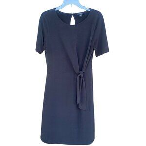 Ann Taylor Factory Size Small Black Short Sleeve Dress Front Tie Business Casual